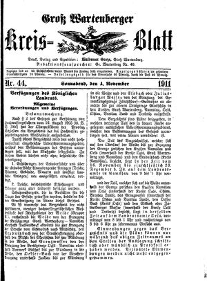 Groß-Wartenberger Kreisblatt vom 04.11.1911