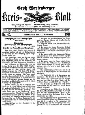 Groß-Wartenberger Kreisblatt vom 11.11.1911