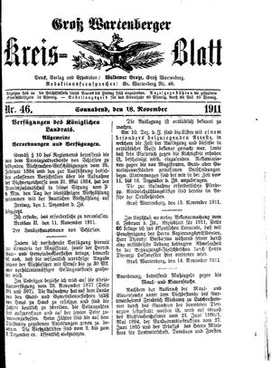 Groß-Wartenberger Kreisblatt vom 18.11.1911