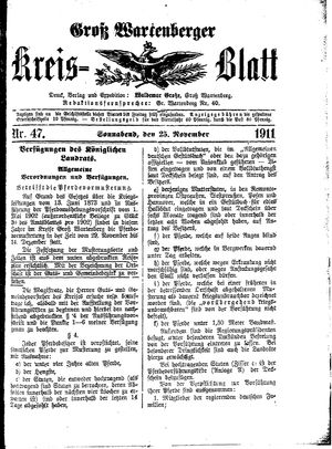 Groß-Wartenberger Kreisblatt vom 25.11.1911