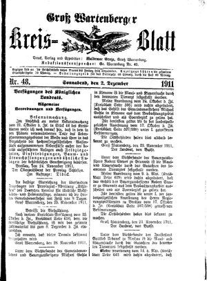 Groß-Wartenberger Kreisblatt vom 02.12.1911