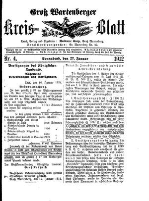 Groß-Wartenberger Kreisblatt vom 27.01.1912