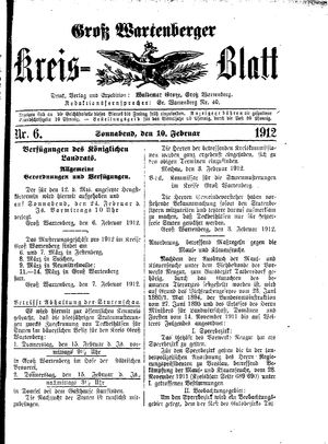 Groß-Wartenberger Kreisblatt vom 10.02.1912