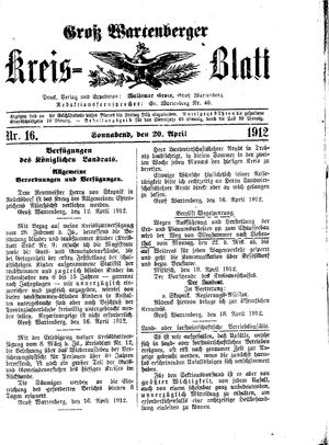 Groß-Wartenberger Kreisblatt vom 20.04.1912