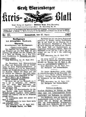 Groß-Wartenberger Kreisblatt vom 27.04.1912