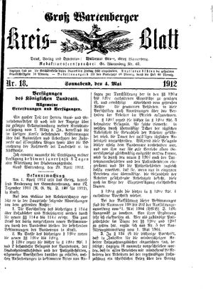 Groß-Wartenberger Kreisblatt vom 04.05.1912