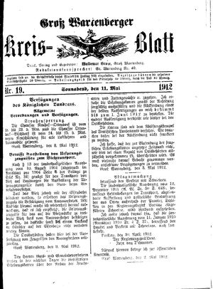 Groß-Wartenberger Kreisblatt vom 11.05.1912