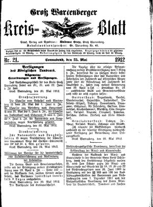 Groß-Wartenberger Kreisblatt vom 25.05.1912