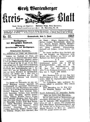 Groß-Wartenberger Kreisblatt vom 01.06.1912