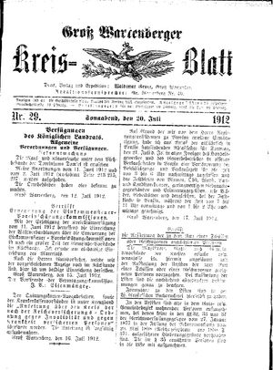 Groß-Wartenberger Kreisblatt on Jul 20, 1912