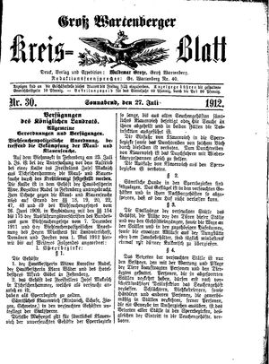Groß-Wartenberger Kreisblatt vom 27.07.1912