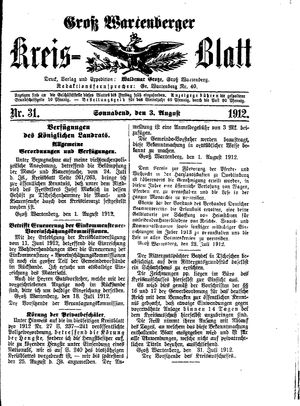 Groß-Wartenberger Kreisblatt vom 03.08.1912