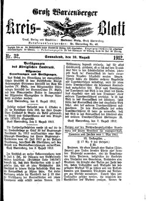 Groß-Wartenberger Kreisblatt vom 10.08.1912