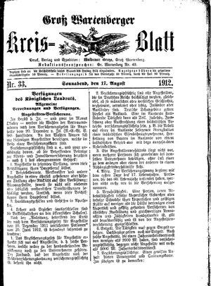 Groß-Wartenberger Kreisblatt vom 17.08.1912