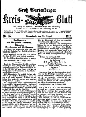 Groß-Wartenberger Kreisblatt vom 31.08.1912
