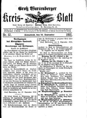 Groß-Wartenberger Kreisblatt vom 14.09.1912