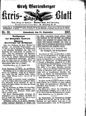 Groß-Wartenberger Kreisblatt on Sep 21, 1912
