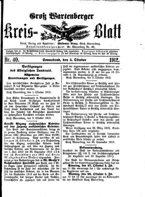 Groß-Wartenberger Kreisblatt vom 05.10.1912