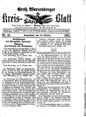 Groß-Wartenberger Kreisblatt vom 12.10.1912