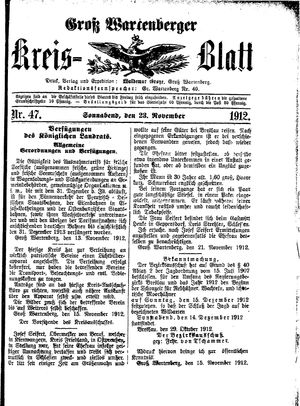 Groß-Wartenberger Kreisblatt vom 23.11.1912