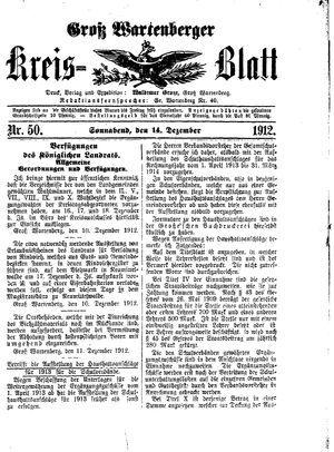 Groß-Wartenberger Kreisblatt vom 14.12.1912