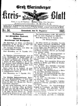 Groß-Wartenberger Kreisblatt vom 21.12.1912