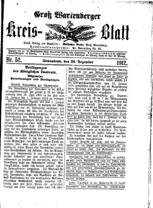 Groß-Wartenberger Kreisblatt vom 28.12.1912