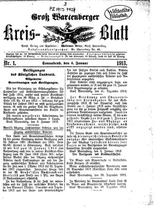 Groß-Wartenberger Kreisblatt vom 04.01.1913