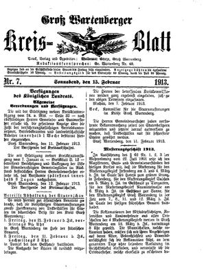 Groß-Wartenberger Kreisblatt vom 15.02.1913