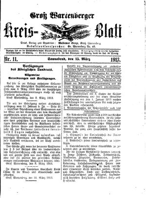Groß-Wartenberger Kreisblatt on Mar 15, 1913