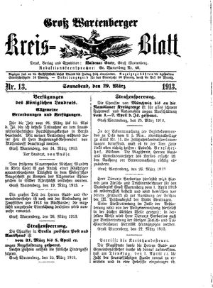 Groß-Wartenberger Kreisblatt vom 29.03.1913
