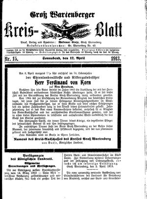 Groß-Wartenberger Kreisblatt vom 12.04.1913