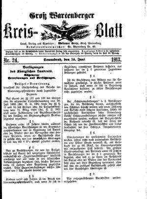 Groß-Wartenberger Kreisblatt vom 14.06.1913
