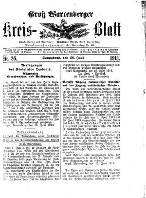 Groß-Wartenberger Kreisblatt vom 28.06.1913