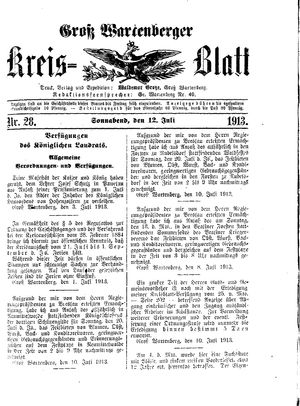 Groß-Wartenberger Kreisblatt vom 12.07.1913