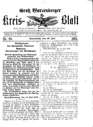 Groß-Wartenberger Kreisblatt vom 19.07.1913