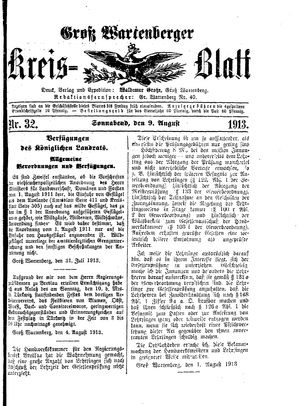 Groß-Wartenberger Kreisblatt vom 09.08.1913