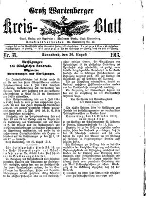 Groß-Wartenberger Kreisblatt vom 30.08.1913