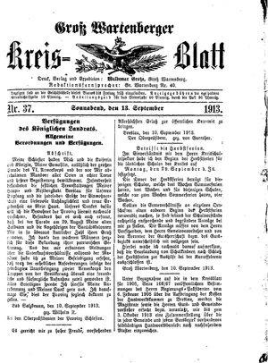 Groß-Wartenberger Kreisblatt vom 13.09.1913