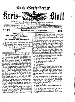 Groß-Wartenberger Kreisblatt on Sep 27, 1913