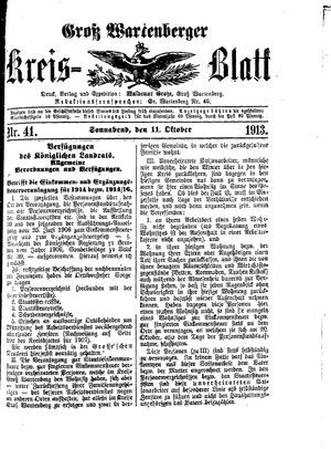 Groß-Wartenberger Kreisblatt vom 11.10.1913