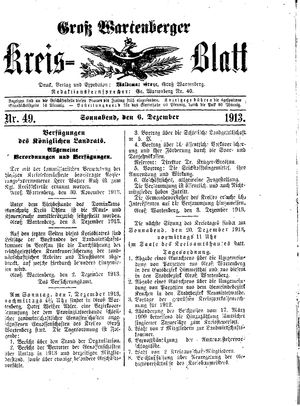 Groß-Wartenberger Kreisblatt vom 06.12.1913