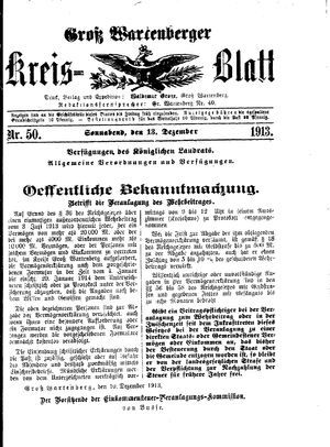 Groß-Wartenberger Kreisblatt vom 13.12.1913