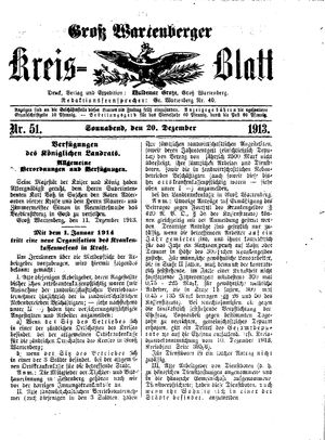 Groß-Wartenberger Kreisblatt vom 20.12.1913