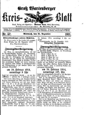 Groß-Wartenberger Kreisblatt vom 31.12.1913