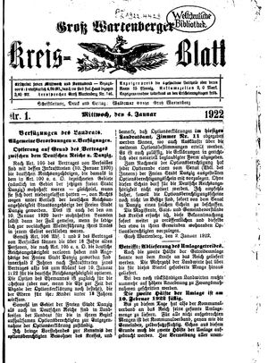 Groß-Wartenberger Kreisblatt vom 04.01.1922