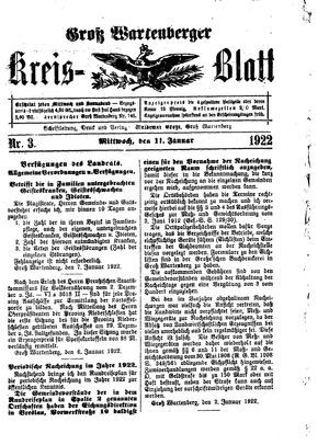 Groß-Wartenberger Kreisblatt vom 11.01.1922