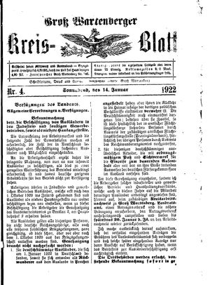 Groß-Wartenberger Kreisblatt vom 14.01.1922