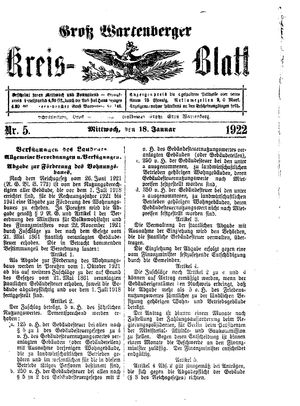 Groß-Wartenberger Kreisblatt on Jan 18, 1922