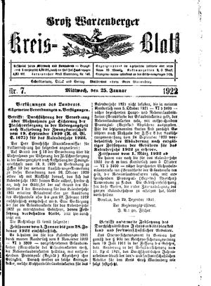 Groß-Wartenberger Kreisblatt vom 25.01.1922